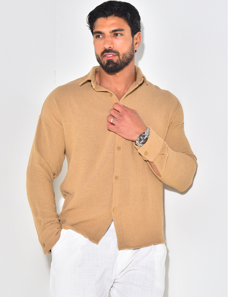 Chemise manches longues nid d'abeille