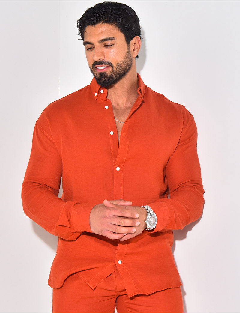 Chemise De Pêche HUK – Homme XXL – Manches Longues – Orange/Noir – Occasion