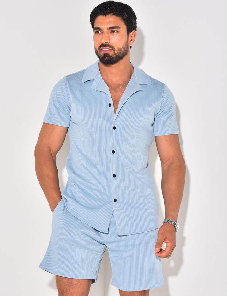 Ensemble short et chemise plissé