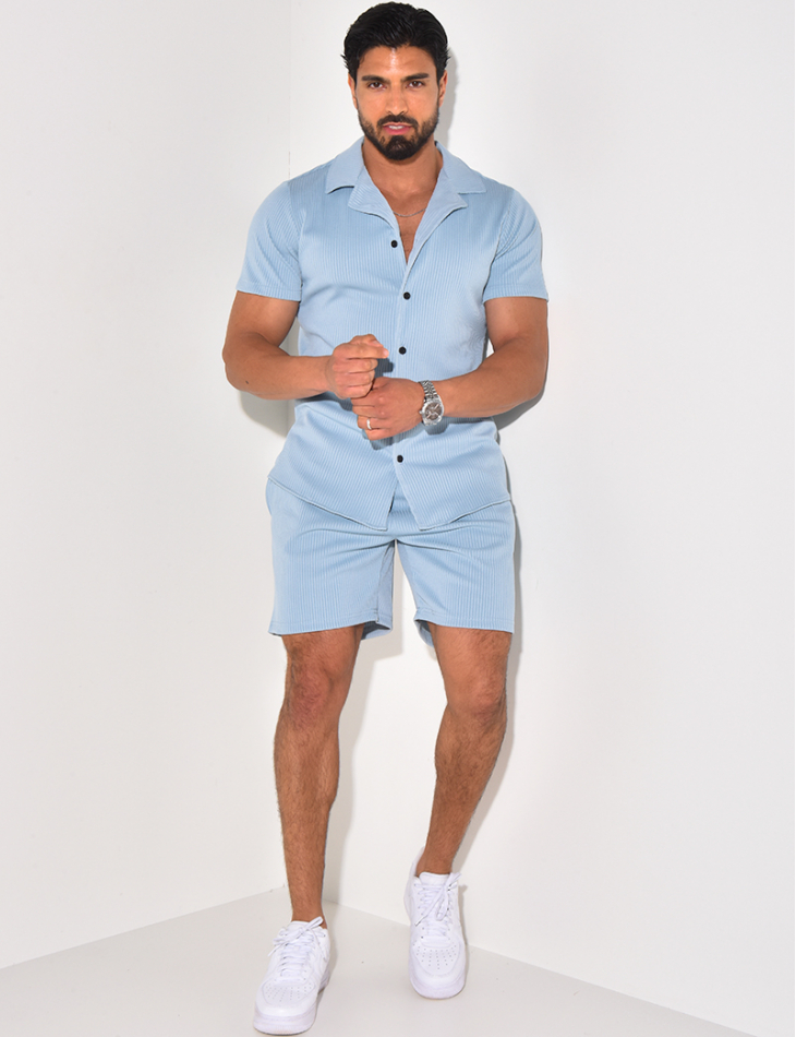Ensemble short et chemise plissé