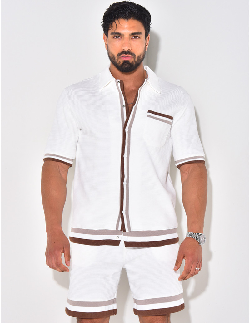 Ensemble short et chemise nid d'abeille