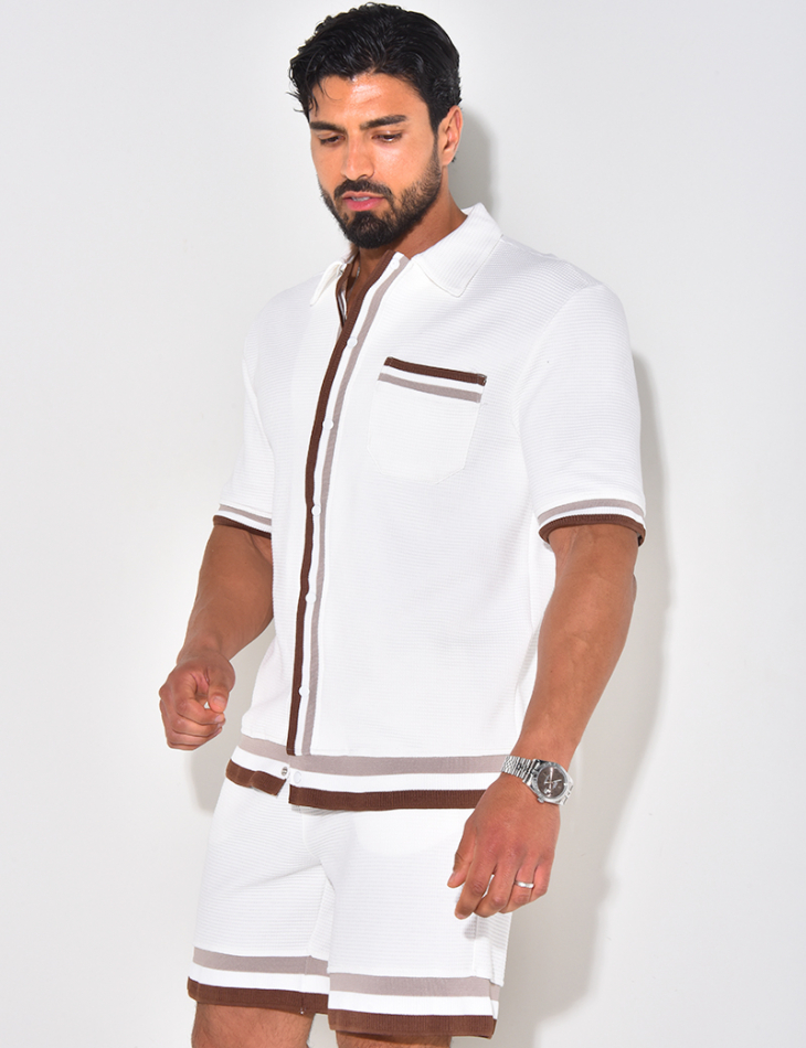 Ensemble short et chemise nid d'abeille Ensemble short et chemise nid d'abeille