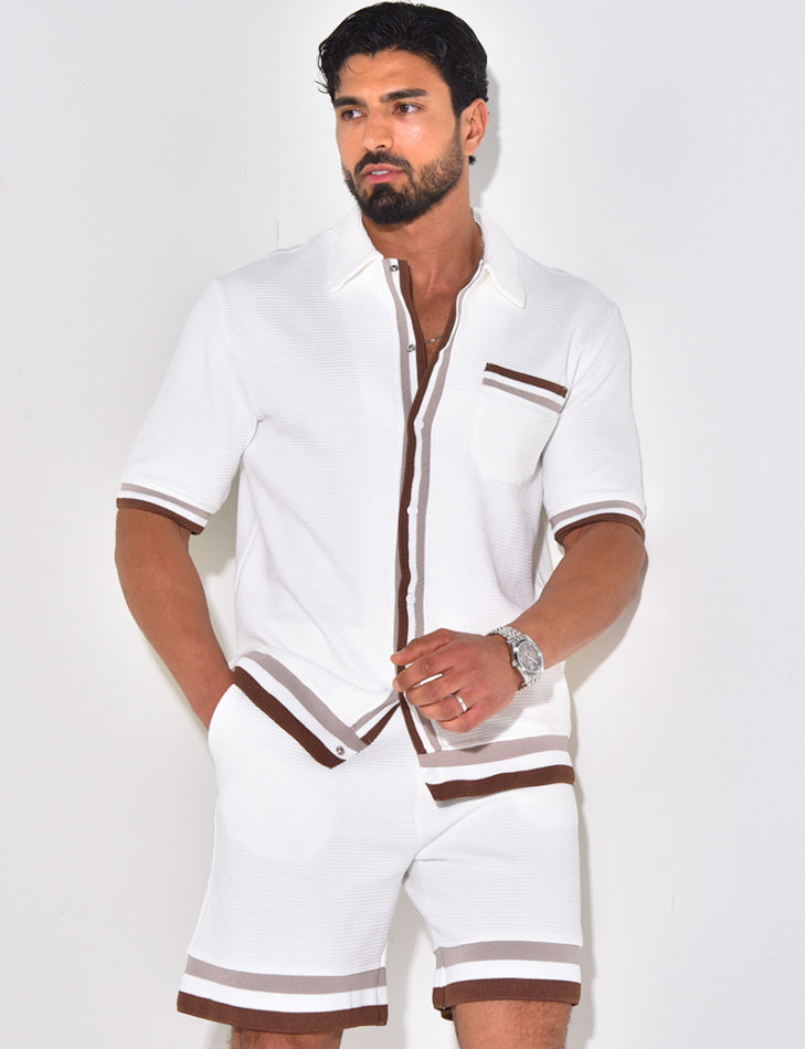 Ensemble short et chemise nid d'abeille Ensemble short et chemise nid d'abeille