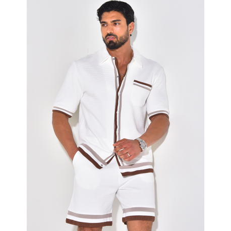 Ensemble short et chemise nid d'abeille Ensemble short et chemise nid d'abeille