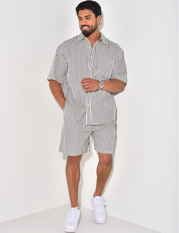Ensemble short et chemise à rayures Ensemble short et chemise à rayures