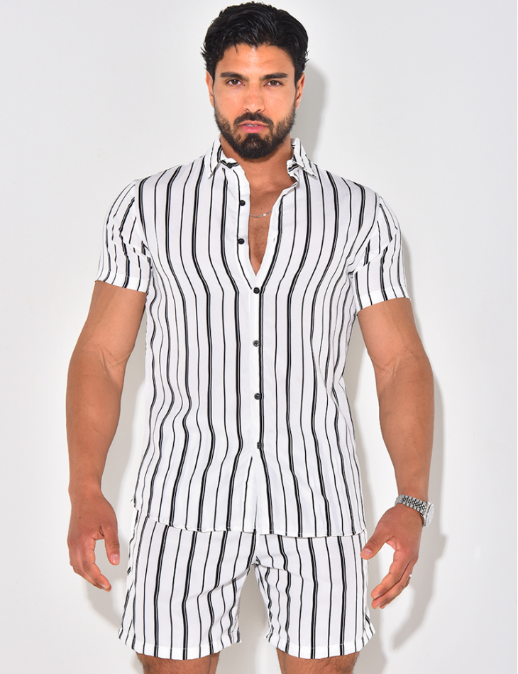 Ensemble short et chemise à rayures Ensemble short et chemise à rayures