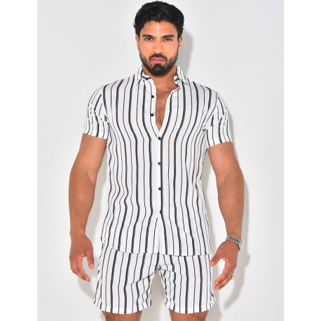 Ensemble short et chemise à rayures Ensemble short et chemise à rayures