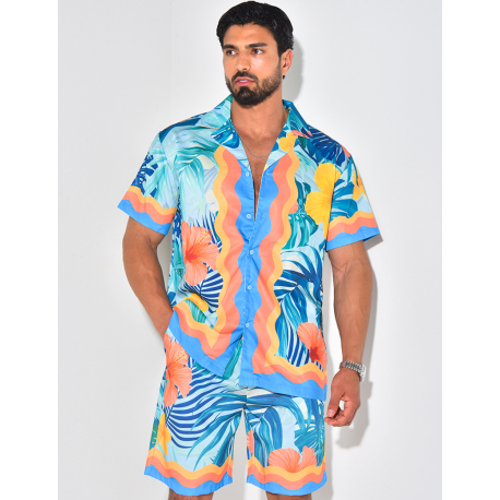 Ensemble short et chemise à motifs