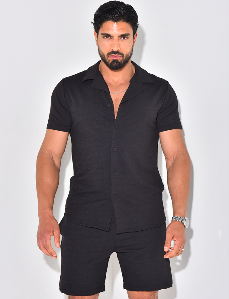 Ensemble short et chemise en matière éponge Ensemble short et chemise en matière éponge
