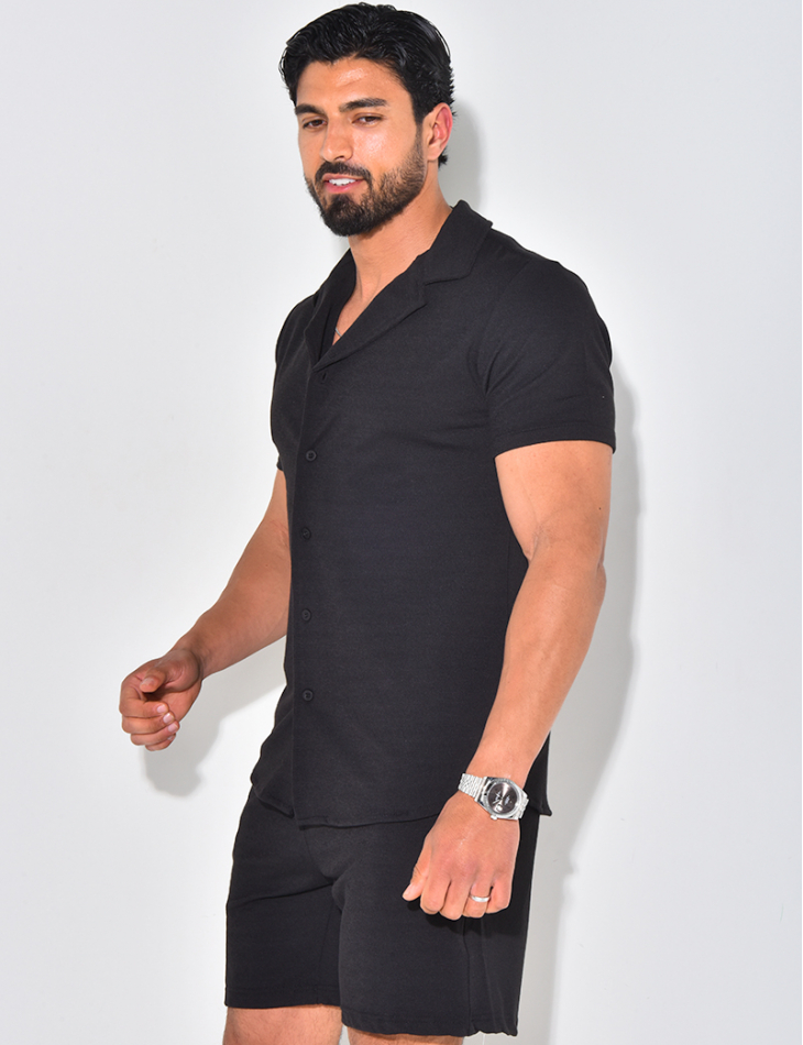 Ensemble short et chemise en matière éponge Ensemble short et chemise en matière éponge