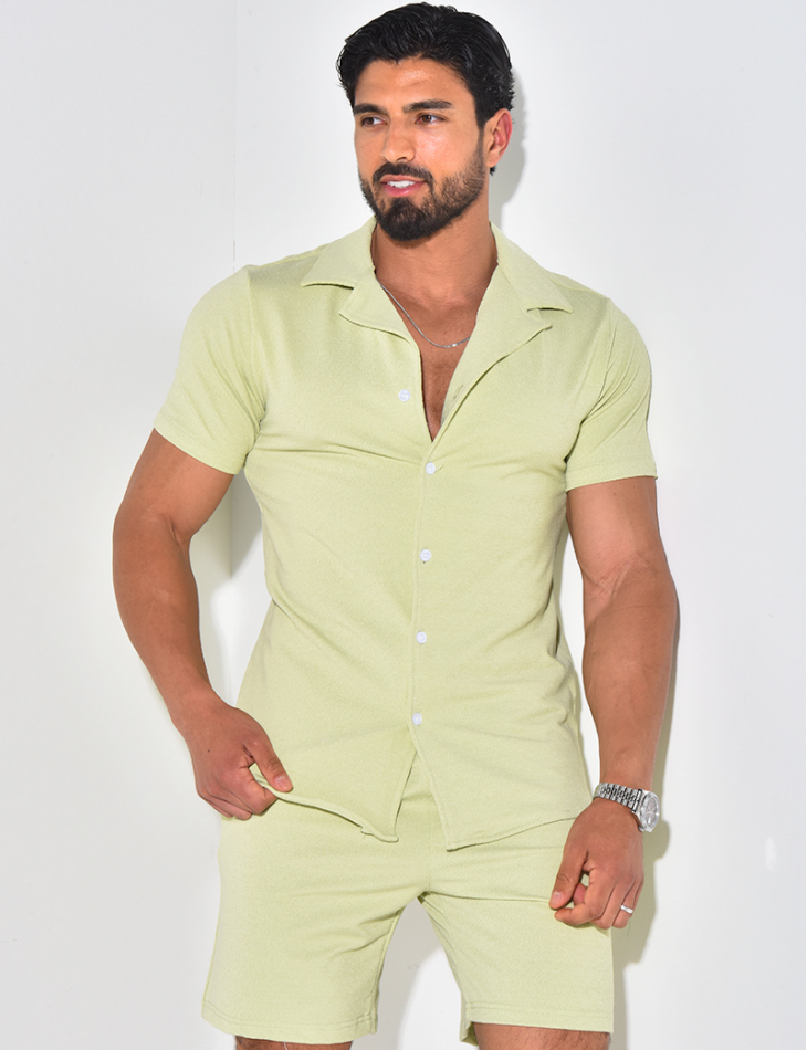 Ensemble short et chemise en matière éponge Ensemble short et chemise en matière éponge