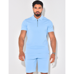 Ensemble short et polo texturé