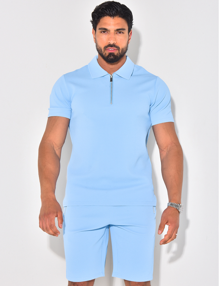 Ensemble short et polo texturé