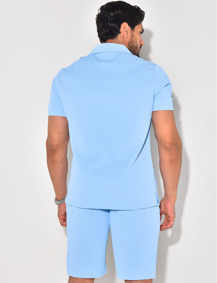 Ensemble short et polo texturé