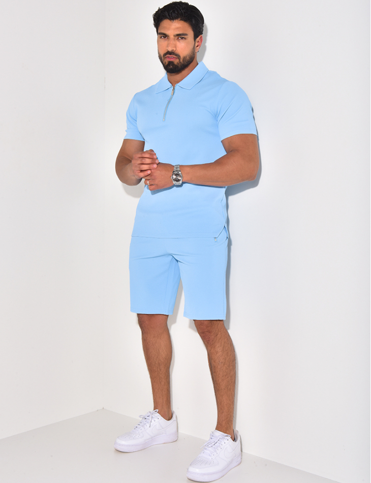 Ensemble short et polo texturé