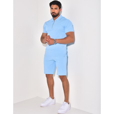 Ensemble short et polo texturé