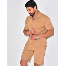 Ensemble short et chemise texturé