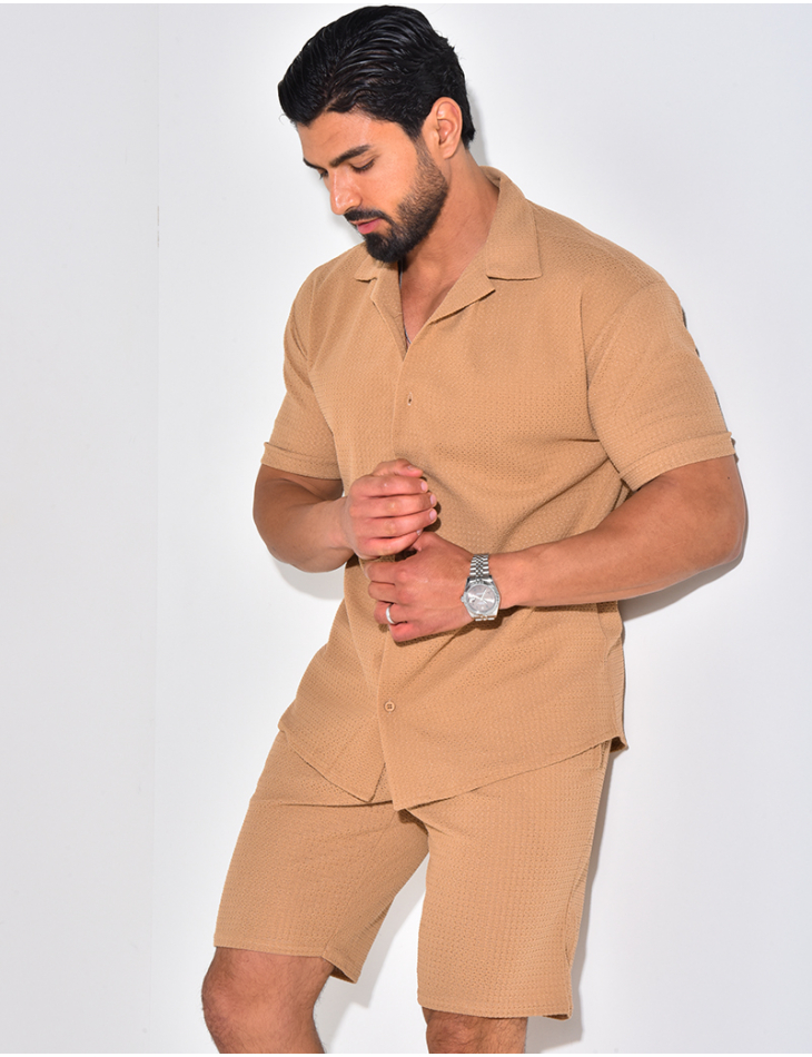 Ensemble short et chemise texturé