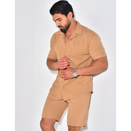 Ensemble short et chemise texturé