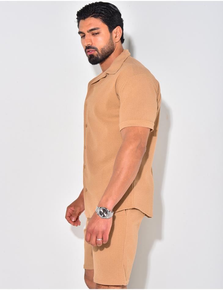Ensemble short et chemise texturé