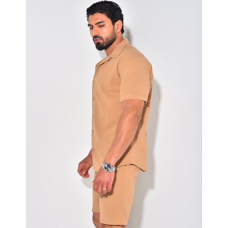 Ensemble short et chemise texturé