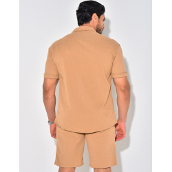 Ensemble short et chemise texturé