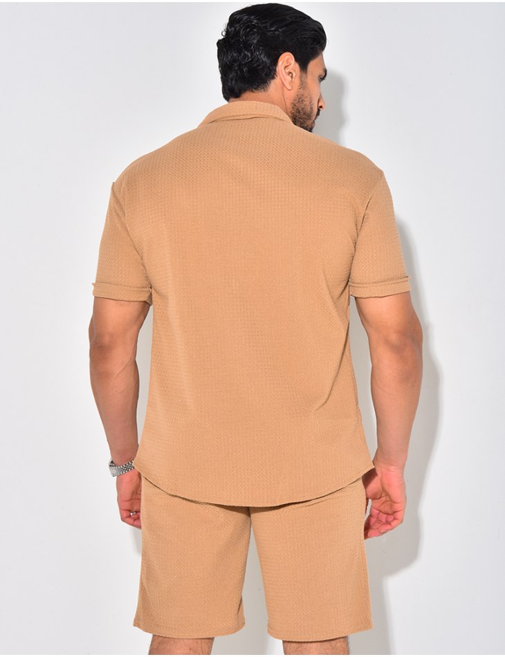 Ensemble short et chemise texturé