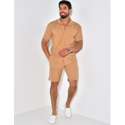 Ensemble short et chemise texturé