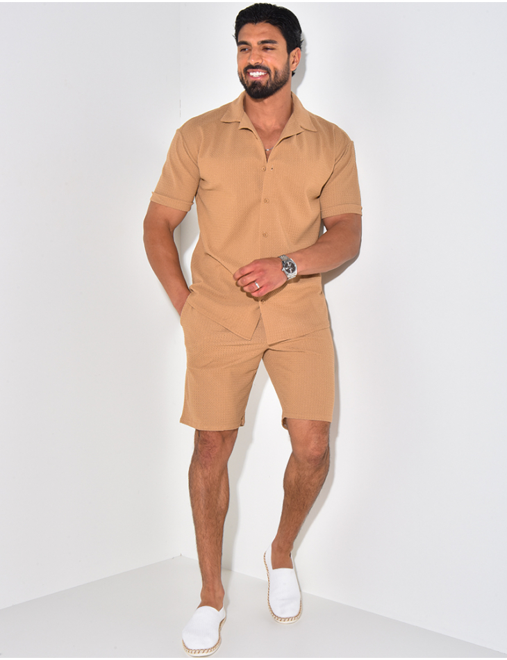 Ensemble short et chemise texturé