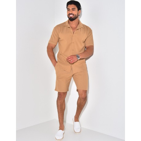 Ensemble short et chemise texturé
