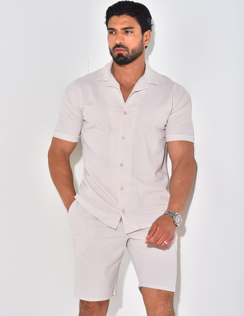 Ensemble short et chemise texturé