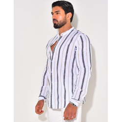 Chemise manches longues et col rond à rayures