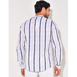 Chemise manches longues et col rond à rayures