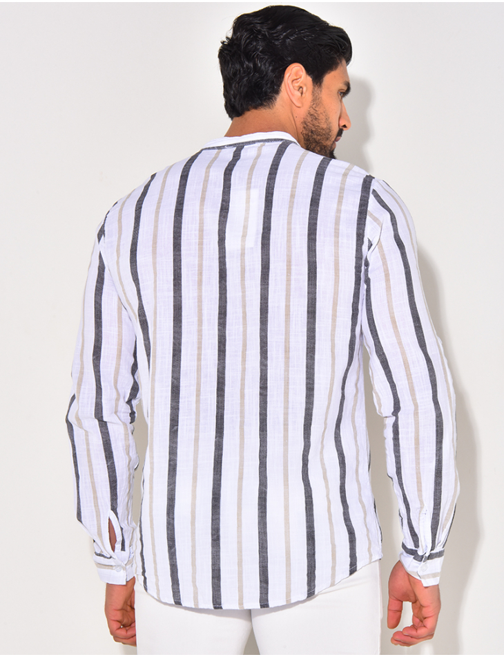 Chemise manches longues et col rond à rayures