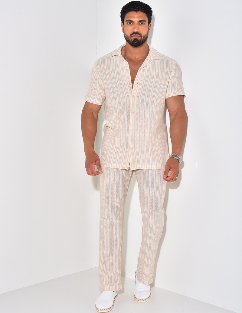 Ensemble pantalon et chemise en lin