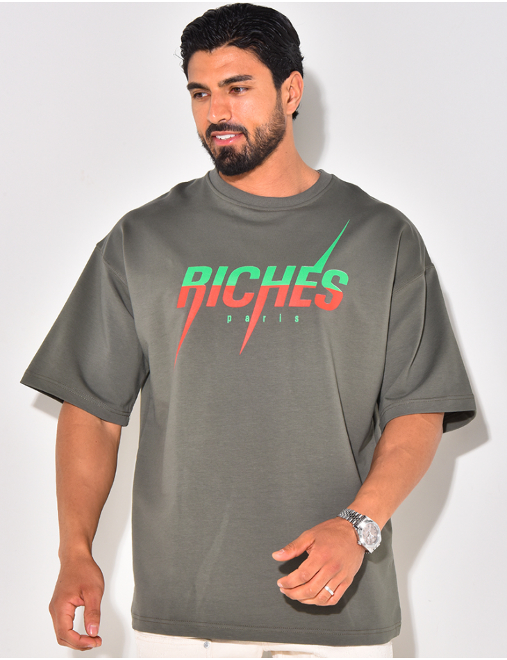 T-shirt "Riches", écriture bi-color T-shirt "Riches", écriture bi-color