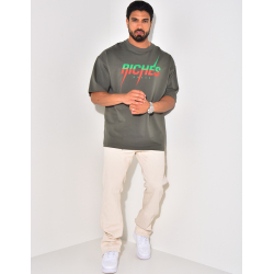 T-shirt "Riches", écriture bi-color T-shirt "Riches", écriture bi-color