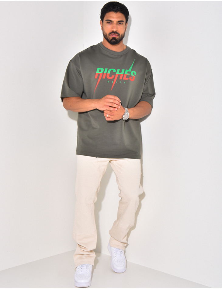 T-shirt "Riches", écriture bi-color T-shirt "Riches", écriture bi-color