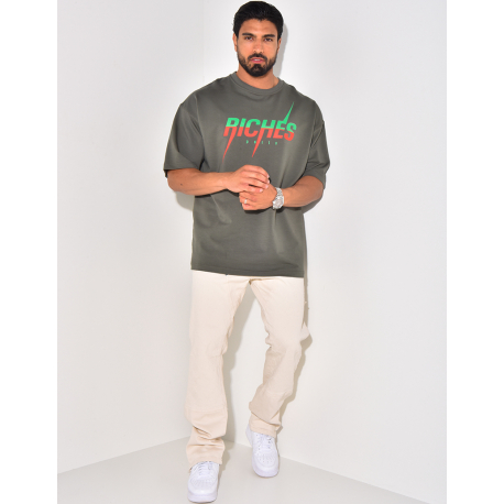 T-shirt "Riches", écriture bi-color T-shirt "Riches", écriture bi-color