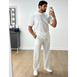 Ensemble texturé pantalon et t-shirt à poche Ensemble texturé pantalon et t-shirt à poche