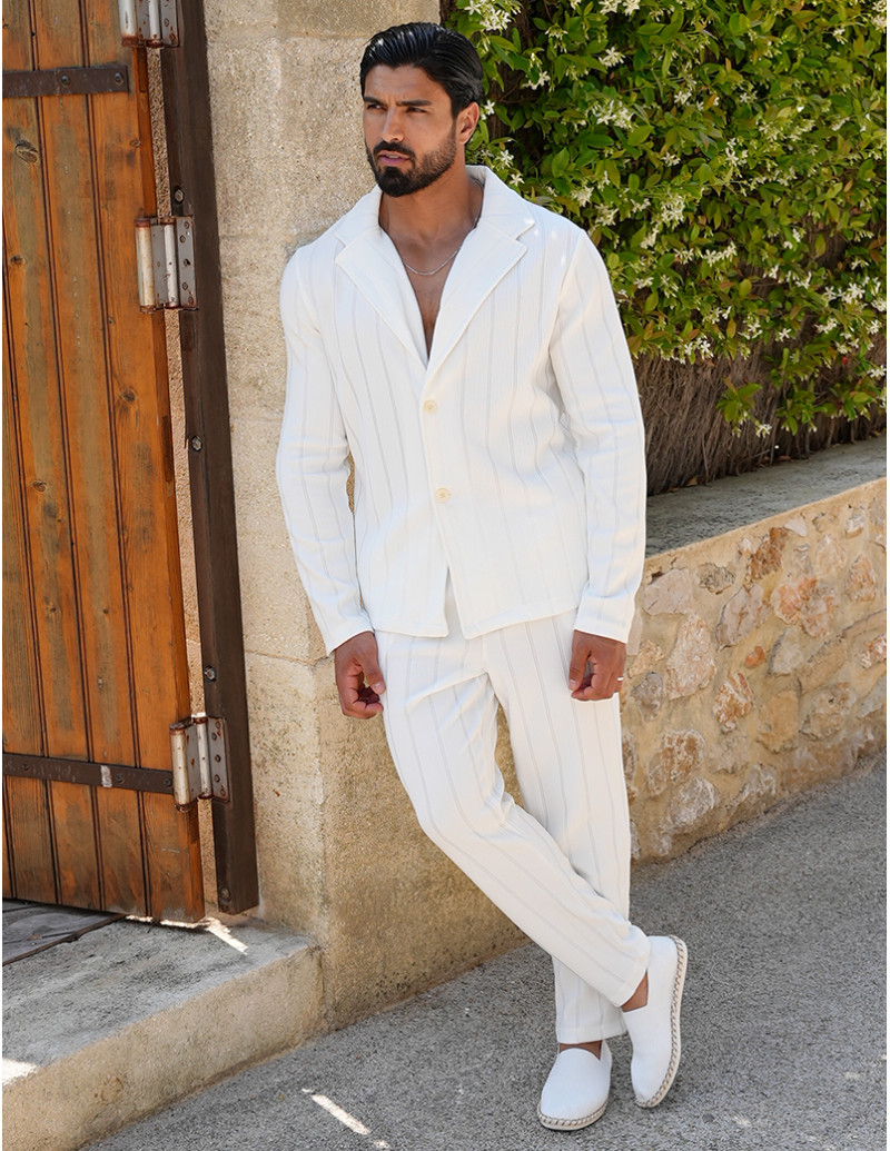 Ensemble pantalon et chemise texturé