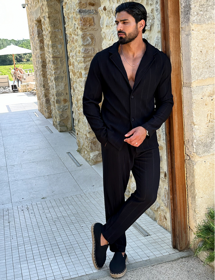 Textured trousers and shirt set