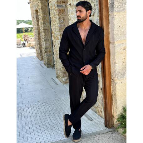 Textured trousers and shirt set