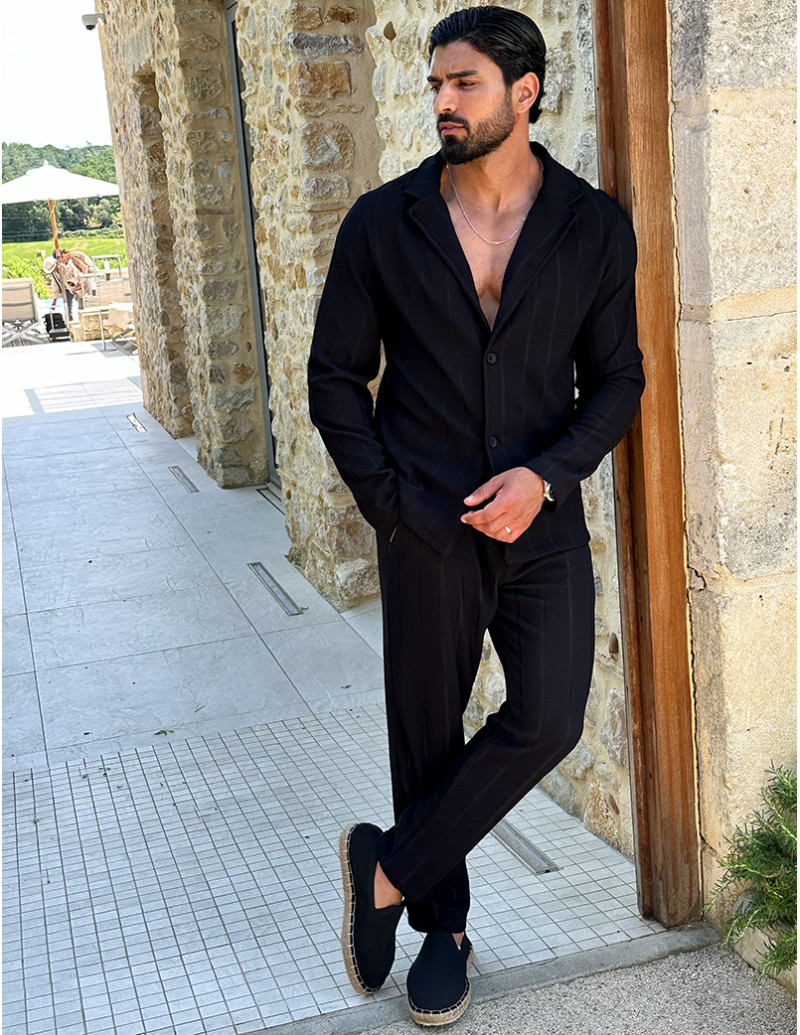 Ensemble pantalon et chemise texturé