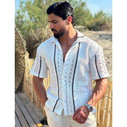 Chemise ajourée à rayures verticales Chemise ajourée à rayures verticales