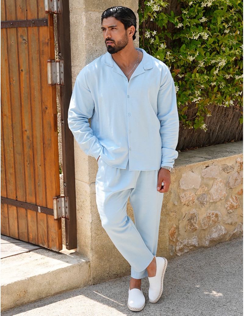 Ensemble pantalon et chemise texturé