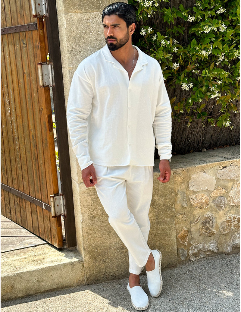 Ensemble pantalon et chemise texturé