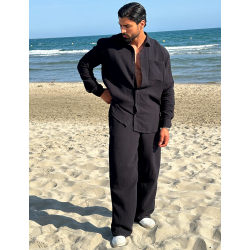 Ensemble pantalon et chemise manches longues oversize en coton Ensemble pantalon et chemise manches longues oversize en coton