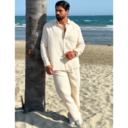 Ensemble pantalon et chemise manches longues oversize en coton Ensemble pantalon et chemise manches longues oversize en coton