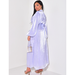 Robe longue à boutons dorés et ceinture